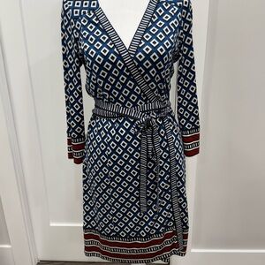 Diane Von Furstenberg Blue and White Geometric Dress
